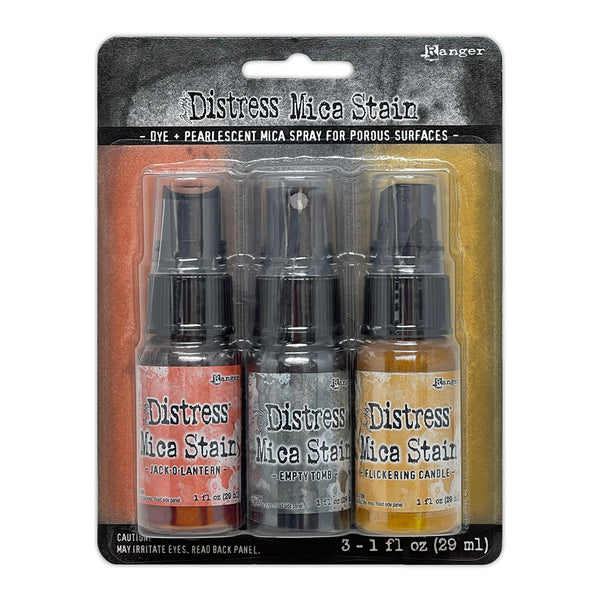 Tim Holtz Distress Mica Stain Set, Halloween Set# 1 (Jack-O-Lantern, Empty Tomb & Flickering Candle)