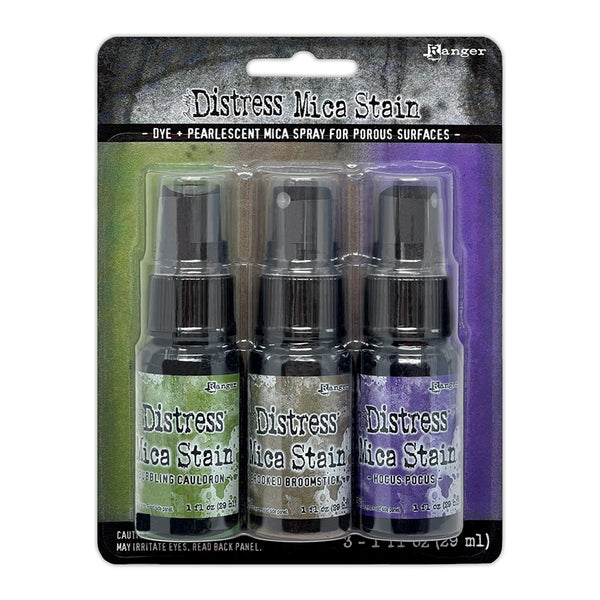 Tim Holtz Distress Mica Stain Set, Halloween Set #2 (Bubbling Cauldron, Crooked Broomstick, Hocus Pocus)