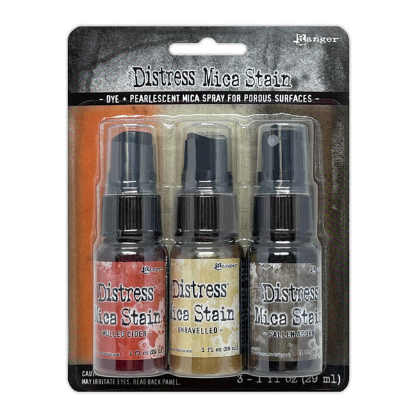 Tim Holtz Distress Mica Stain Set, Halloween Set #5 (Mulled Cider, Unravelled, Fallen Acorn)