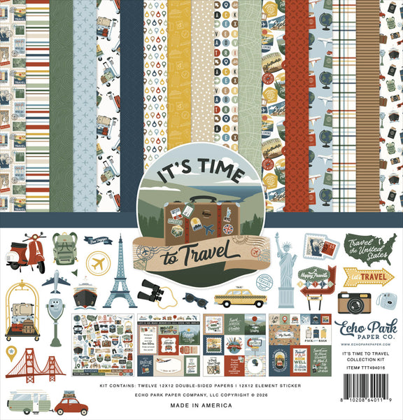 Echo Park Collection Kit 12"X12", It's Time To Travel (TTT494016)