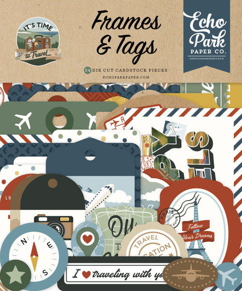 Echo Park Frames & Tags Ephemera 34/pkg, It's Time To Travel (TTT494025)
