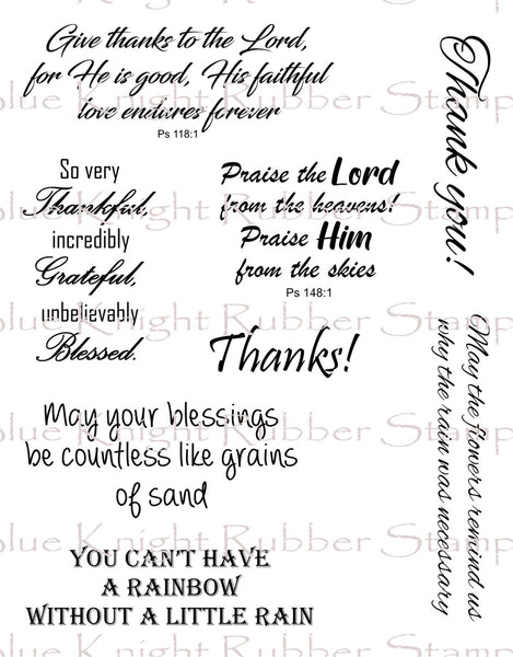 Blue Knight Rubber Stamps, Thankful Sentiments, Clear Stamps