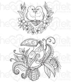 Heartfelt Creations, Tropical Paradise Collection, Cling Stamp & Dies Set Combo, Tropical Parrots