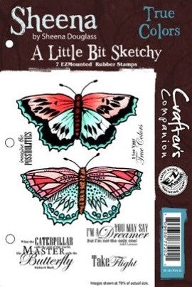 Crafter's Companion, A Little Bit Sketchy by Sheena Douglass, EZmount Rubber Stamps Set, True Colors