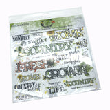 49 And Market, Vintage Artistry Countryside, 12×12 Sentiments Rub-on Transfer Sheet (VAC-38749)