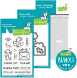 Lawn Fawn, Valentine Mice, Stamps, Dies and Coloring Stencils Bundle (LF3608, LF3609 & LF3610)
