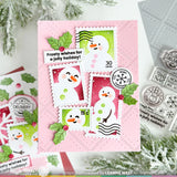 Waffle Flower, Stencil, Postage Collage Snowman