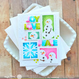 Waffle Flower, Stencil, Postage Collage Snowman
