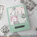 Waffle Flower, Stencil, Postage Collage Snowman