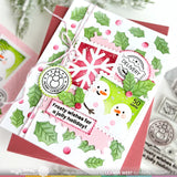 Waffle Flower, Stencil, Postage Collage Snowman