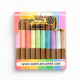 Waffle Flower Craft Tools, Shader 1+ Double-ended Slanted Round Tip Brushes (Rainbow Pack) (WFT054)