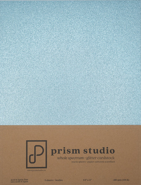 Prism Studio, 8.5"x11" Whole Spectrum Glitter Cardstock, Aquamarine (103.4lb), 5/pkg