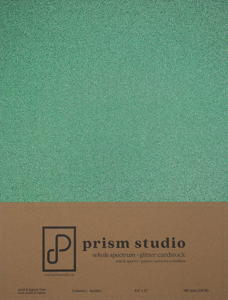 Prism Studio, 8.5x11 Whole Spectrum Glitter Cardstock, Emerald (5 sheets)