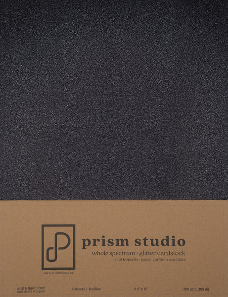 Prism Studio, 8.5x11 Whole Spectrum Glitter Cardstock, Obsidian (5 sheets)