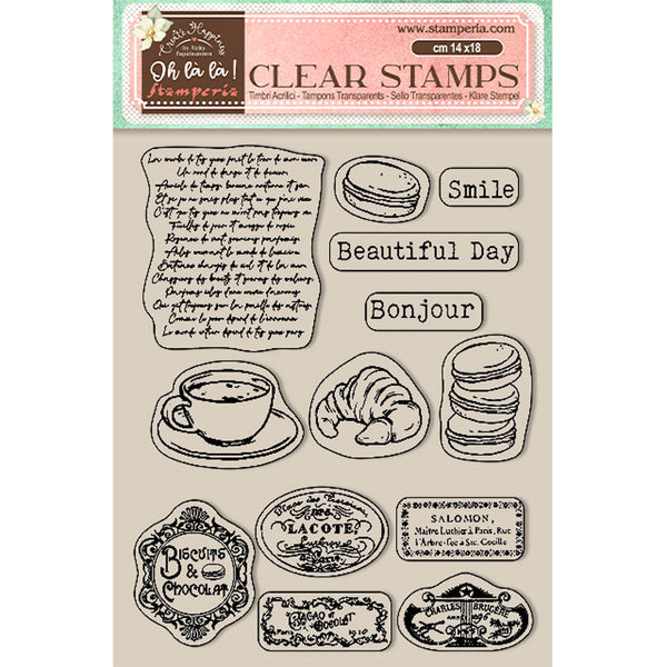 Stamperia Clear Stamps, Create Happiness by Vicky Papaioannou, Oh La La - Labels