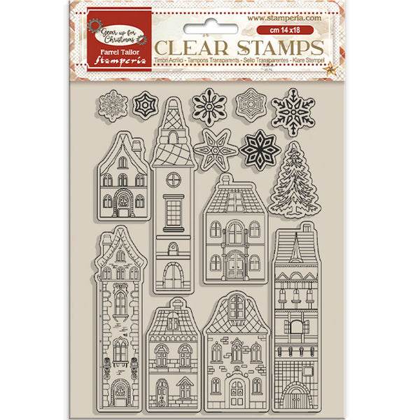 Stamperia, Clear Stamps, Gear Up For Christmas, Cozy Houses