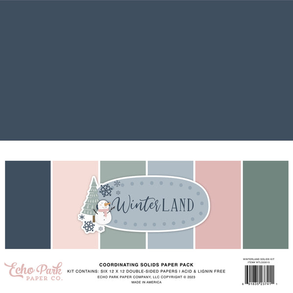 Echo Park Double-Sided Solid Cardstock Kit 12"X12" 6/Pkg, Winterland