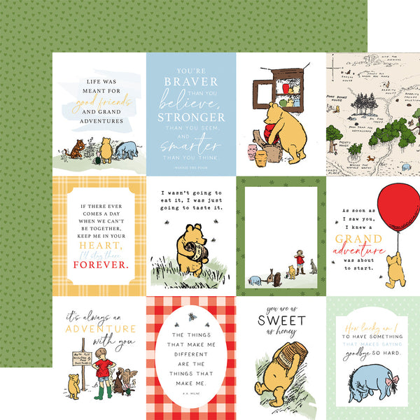 Winnie The Pooh Double-Sided Cardstock 12"X12", 3x4 Journaling Cards