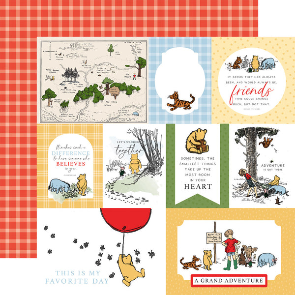 Winnie The Pooh Double-Sided Cardstock 12"X12", Multi Journaling Cards