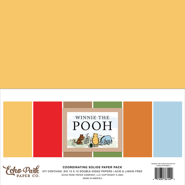 Echo Park Solids Collection Kit 12"X12", Winnie The Pooh, 6 Colors