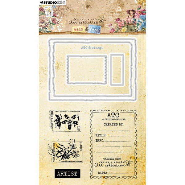 Studio Light, Stamp & Die Set, Jenine's Mindful Art Collection, Wild & Free, Nr. 82, ATC & Stamps