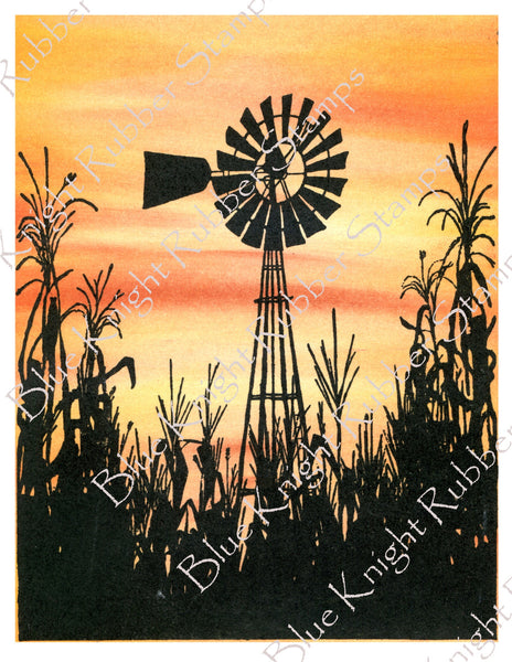 Blue Knight Rubber Stamps, Wildmill and Corn