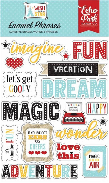 Echo Park Paper, Wish Upon A Star, Enamel Phrases