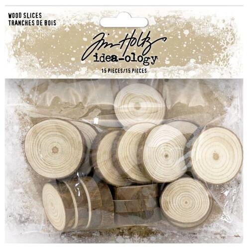 Tim Holtz Idea-Ology Wood Slices 15/Pkg Natural Raw Edge 1" To 1.25"