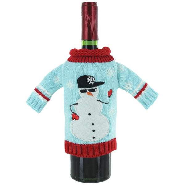 DM Uncle Bob's Knitted Wine Bottle Ugly Sweaters, Snowman