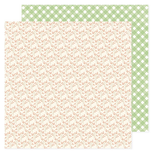 American Crafts Patterned Double-Sided Cardstock 12"X12", Hello Little Girl, Flower Buds (34030034)