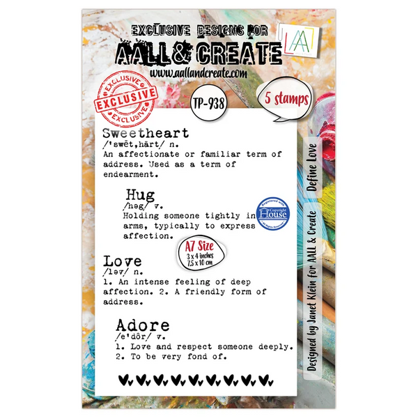 AALL & Create, #938, Define Love, A7 Clear Stamp, Designed by Janet Klein