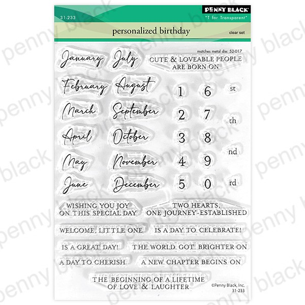 Penny Black Clear Stamps 5"x6.5", Personalized Birthday (31-233)