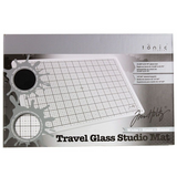 Tim Holtz, Travel Glass Studio Mat, White with Protective Carry Sleeve (2634EUS)
