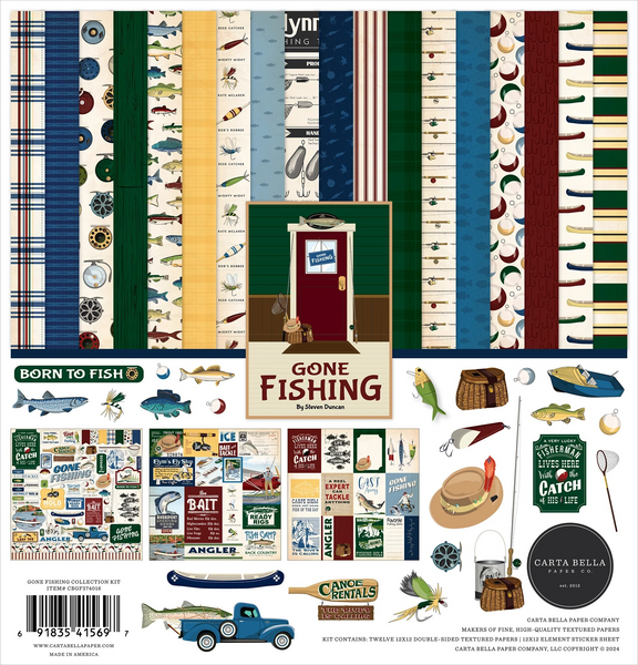 Carta Bella Collection Kit 12"X12", Gone Fishing by Steven Duncan (CBGF374016)