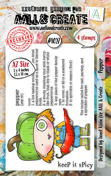 AALL And Create, #1027, Pepper, A7 Photopolymer Clear Stamp Set by Janet Klein