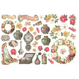 Stamperia, Adhesive Cardstock Ephemera Paper Cut Outs, Rose Parfum, Flowers and Garlands (DFLCT09)