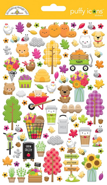 Doodlebug, Puffy Icons Stickers, Farmer's Market (7842)