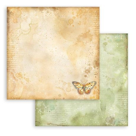Stamperia, Double-Sided Cardstock 12"x12", Daisy Art, Ochre Pattern With Butterfly (SBB1132)
