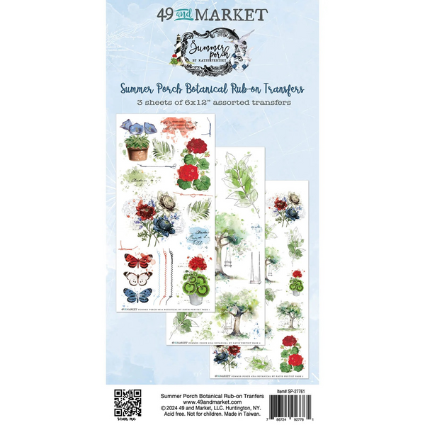 49 And Market, 6x12 Rub-On Transfer Set, Summer Porch Botanical by Katie Pertiet (SP-27761)