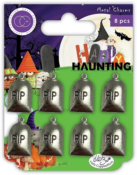 Craft Consortium, Happy Haunting, Metal Charms, Grave Stones (CCMCHRM016)