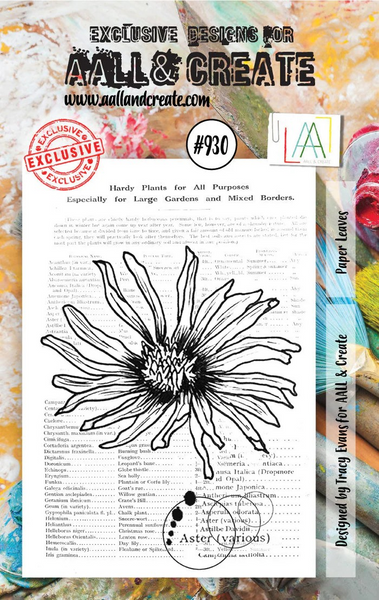 AALL & Create, #930, A7 Clear Stamp, Designed by Tracy Evans, Paper Leaves