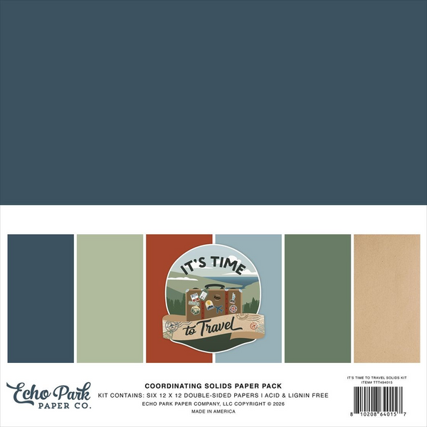 Echo Park Solids Kit 12"X12", It's Time To Travel (TTT494015)