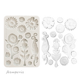 Stamperia, Silicone Mold A5, Furry Friends, Flowers (KACMA593)
