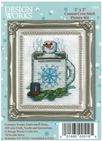 Design Works, Counted Cross Stitch Picture Kit  2"X3", Cocoa Snowman (14 Count)