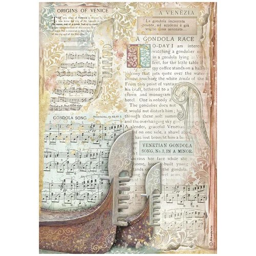 Stamperia Rice Paper Sheet A4, Venice City of Art Collection, Gondola  (DFSA41042)