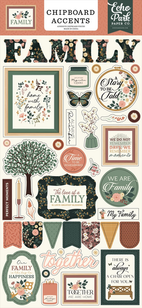 Carta Bella, Adhesive Chipboard Accents 6"X13", Family (FAM403021)