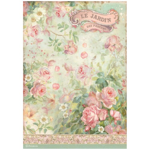 Stamperia, Rice Paper Sheet A4, Rose Parfum Collection, Le Jardin des Parfums (DFSA4737)