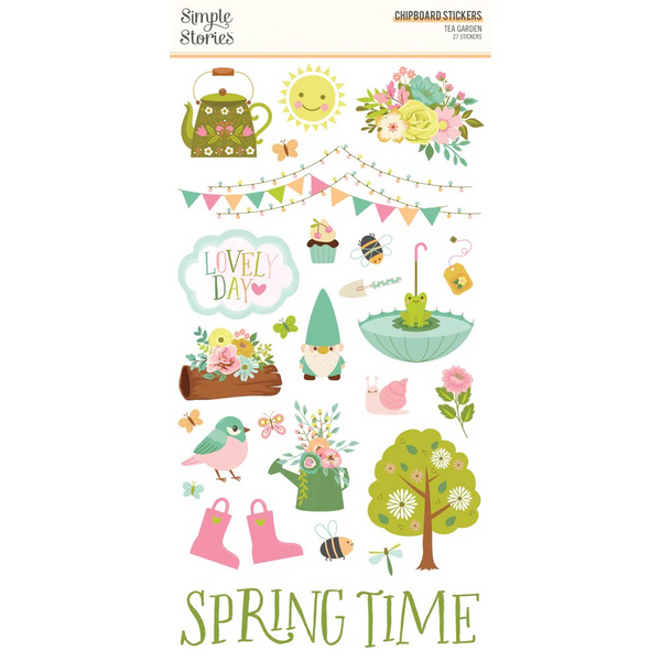 Simple Stories Chipboard Stickers 6"X12", Tea Garden (24117)