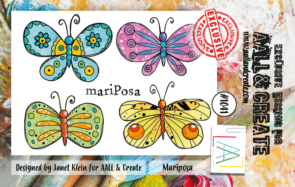 AALL And Create #1041, A7 Photopolymer Clear Stamp Set by Janet Klein, Mariposa