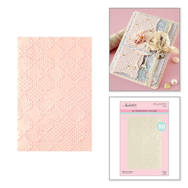 Spellbinders, 3D Embossing Folder by Frank Garcia, Ribbons & Seams (E3D-173)